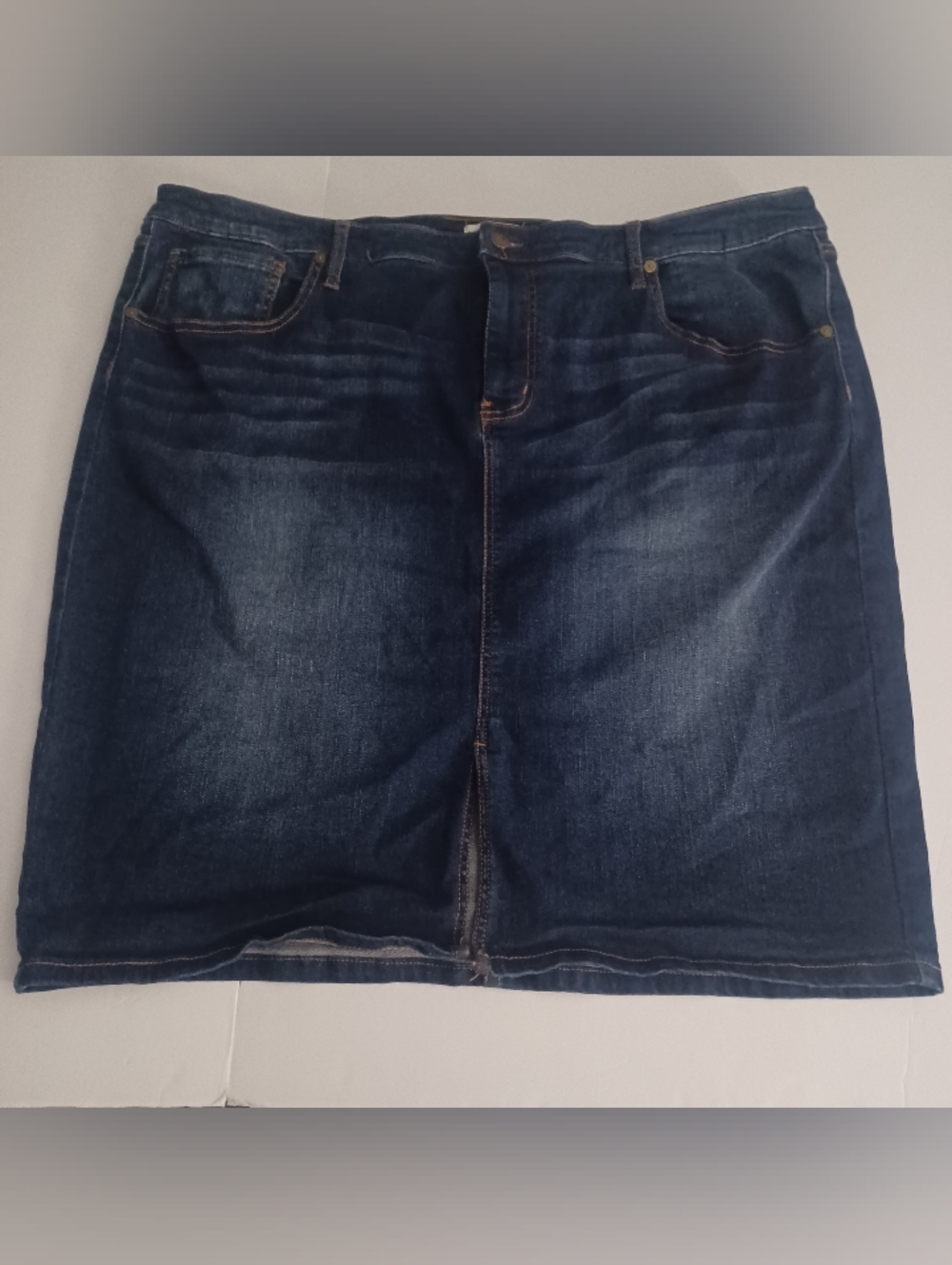 Ava & Viv Slit Front Denim Skirt Plus Size 24W